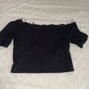 Hollister Black Lace Off-Shoulder Top